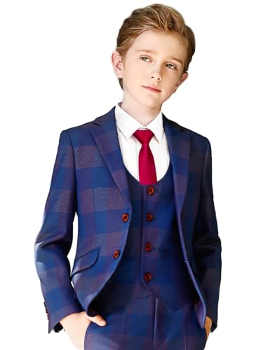 Boys Formal Suit Slim Fit Tuxedo Ring Bearer Outfit Royal Blue Size 10 - image 1