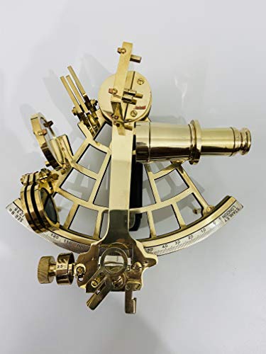 Image of Malla 9 inch Brass Sextant Navigational Sextant | Real Sextant | Sextant Working | Sextant Original | Antique Marine Sextant | Vintage Functional Astrolabe Sextant Gift Nautical Decor