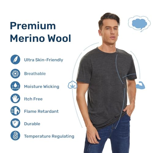 MERINNOVATION Merino Wool T-Shirt Mens Wicking Merino Wool Undershirt Lightweight Base Layer2