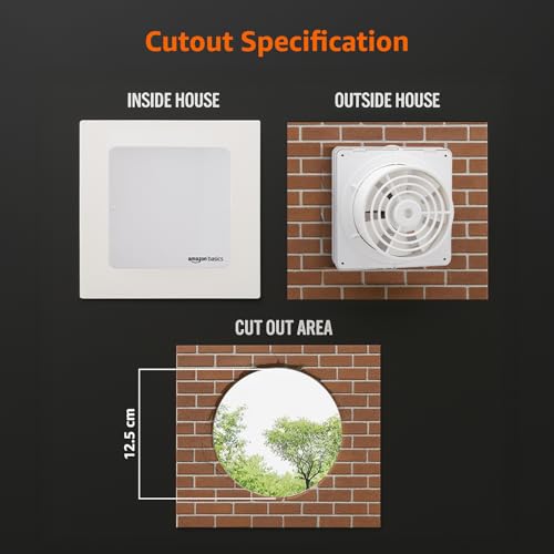 Image of Amazon Basics Axial Fan 6 inch | 22W | 7 Blades | 135 mm Sweep | 7.5 dB Low Noise | Window Mount | Wall Switch Control | White Plastic Body