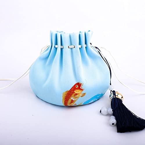4 bolsas perfumadas chinas con cordón patrón carpa azul miniatura 1