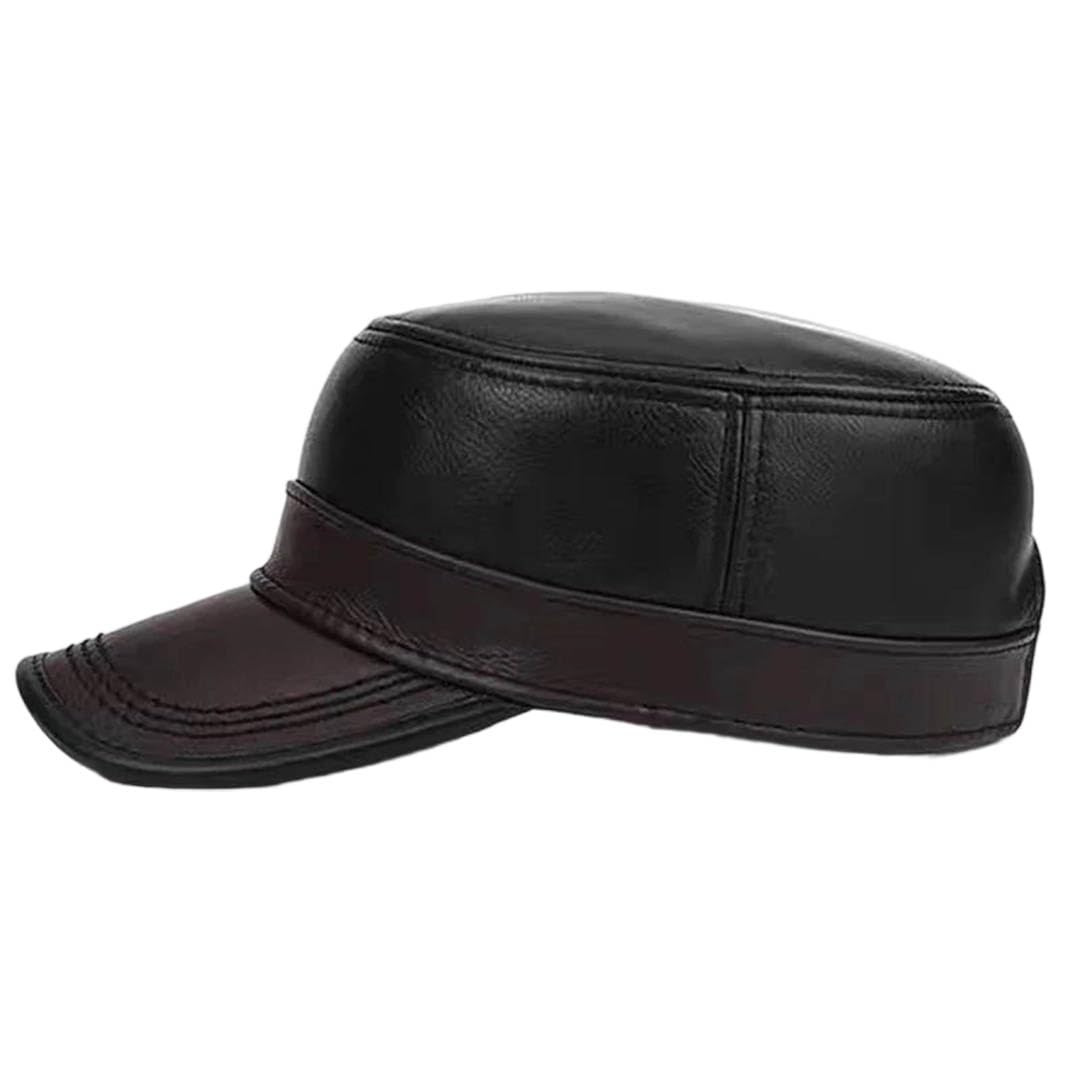 Męska skórzana płaska czapka elegancka męska czapka z daszkiem brytyjska vintage skóra bydlęca ciepła czapka regulowana