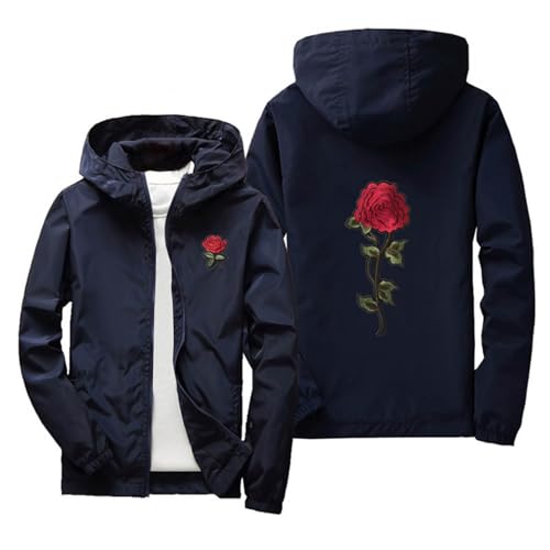 Kids Rain Jacket Rose Embroidery Waterproof Raincoat Softshell Hooded Rain Coats Hiking Windbreaker for Boys Girls