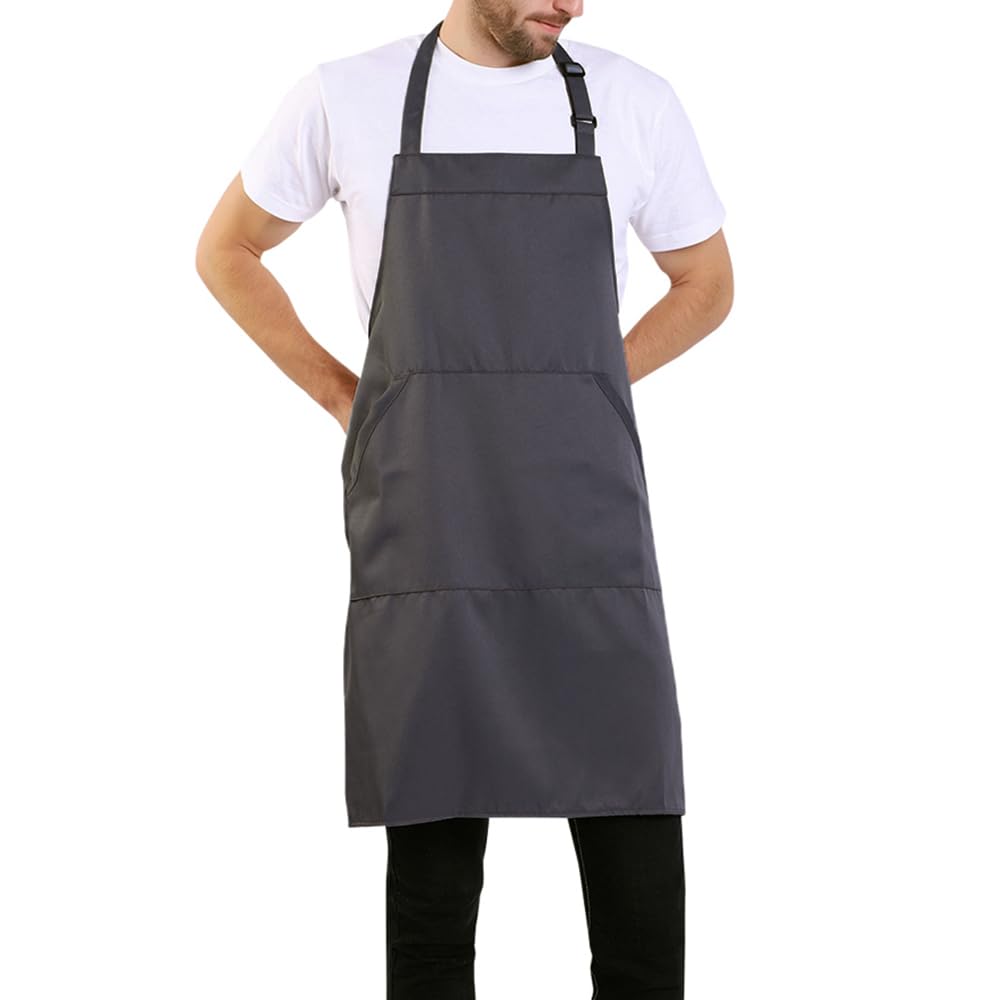BIGHAS Adjustable Bib Apron with Long Ties for Women Men 18 Colors Chef Kitchen Cooking