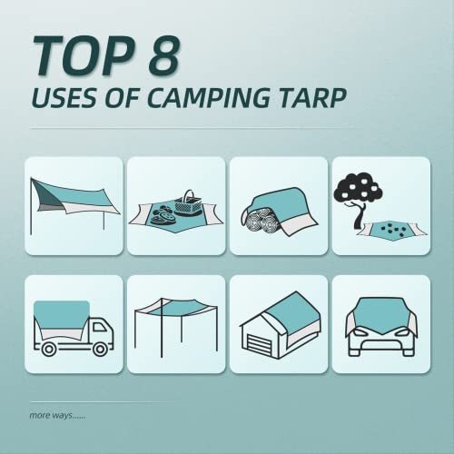 Attoner 12X14Ft Tarp With 2 Poles, Uv Upf50+, Pu3000 Waterproof Camping Tarp, Lightweight Car Awning Sun Shelter For Camping, Hiking And Backpacking Trips #TOP7