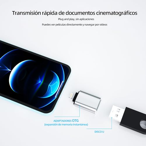 Adaptador Lightning a USB Jack para Apple iPhone 14 13 12 11 Pro MAX 7 8 Plus X para iPad Mini Air Conector Cable OTG Conversor Conversor Teclado Ratón Clave Accesorios Pendrive Lectorlector Tarjetas - imagen 3