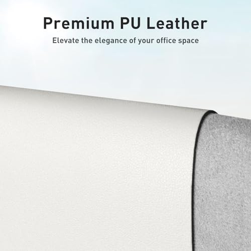 Image of Aothia Leather Desk Pad Protector, Mouse Pad,Office Desk Mat, Non-Slip PU Leather Desk Blotter, Laptop Desk Pad, Waterproof Desk Writing Pad for Office and Home (17 inchx48 inch, Off-White)