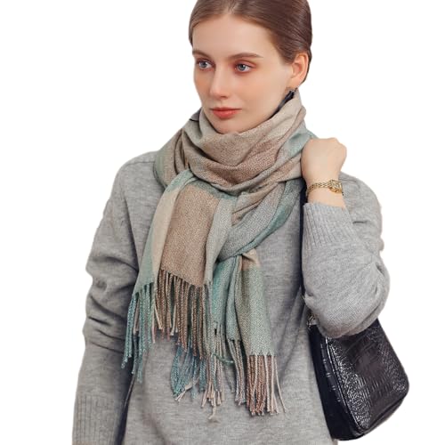 Image of MAZELIKEHOOD Women's Scarf Long Plaid Scarf Soft Knit Warm Cosy Wrap Shawl Winter Scarves