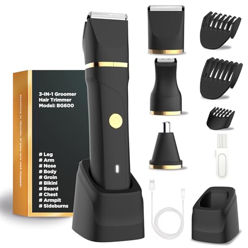 Afeitadora Corporal Masculina, 3 en 1 Depiladora Corporal Hombre para Barba, Axilas, Pechoy Piernas, Recargable Maquina de Afeitar Hombre, Con Base de Recarga USB, Impermeable IPX7