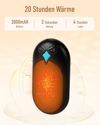 KENNEAS Handwärmer Elektrisch 2 Set Taschenwärmer Powerbank USB Wiederverwendbar Aufladbar Outdoor Camping Heizung Geschenke für Männer Frauen Kinder im Winter