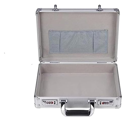 Suitcase Aluminum Briefcase,Aluminum Storage Box, Safe Laptop Briefcase,Home Invisible Cash Money Case, Briefcases For Men And Women (Color : Silver, Size : 14in)3