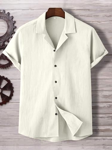 Image of Men's Solid Polycotton Shirt | Short Sleeve Casual & Formal Shirt for Men | Summer Half Sleeve Shirt