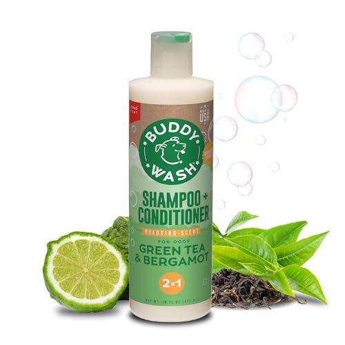 Buddy Grooming Wash 2 in 1 Dog Shampoo Green Tea & Bergamot 16 oz. Bottle