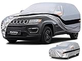 Holthly 10層SUVカーカバー ジープコンパス(2007-2024)用 カスタムフィット 防水 全天候型 自動車用 アウトドア フルカバー 雨 太陽 紫外線保護 シルバー