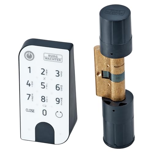 BURG-WÄCHTER Serrure électronique SecuENTRY pour portes d'entrée, commande avec code numérique, application ou clé radio, avec cylindre, Entry Home 2.0