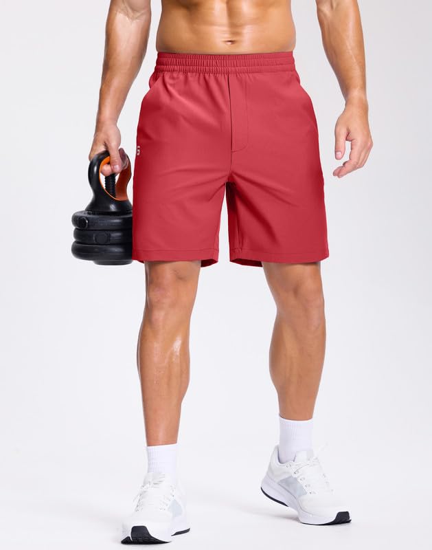 Image of GGJ Men's Lightweight Athletic Shorts with 2 Zipper Pockets 7 inch /9 inch /5 inch Gym Workout Running Quick Dry Tennis Shorts for Men