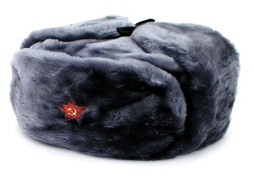 Auténtico ruso militar gris Ushanka sombrero estrella roja martillo y hoz SizeXXL