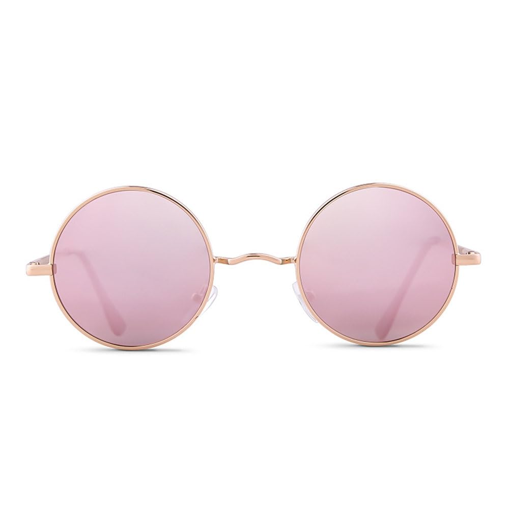 Occhiali da sole rotondi piccoli retrò polarizzati da donna vintage con montatura in metallo, lenti a specchio, occhiali da sole