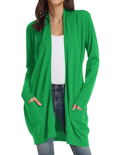 Image of GRACE KARIN Long Cardigan for Women Lightweight Open Front with Pockets | Oversized Cardigan Sweaters for Women, Soft Knit, Casual Fall Clothes, Layering Piece for Fall, Winter & Office Wear