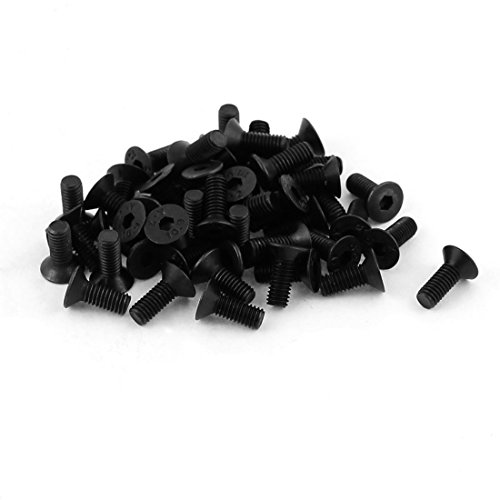 uxcell 50Pcs Black M3 X 8mm Alloy Steel Hex Socket Flat Head Countersunk Screws Bolts
