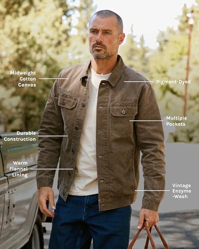 INTO THE AM Tradesman Trucker Jacket Men S-4XL Flannel Lined Workwear Cotton Canvas Jacket3