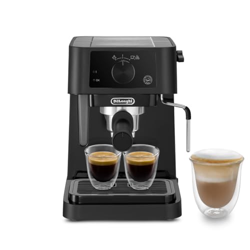 DeLonghi Stilosa Manual Espresso Maker 15 Bar Pump Built-to-Last Stainless-Steel Boiler Manual Milk Frother 1L 1100W EC235.BK Black