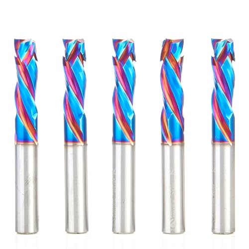 Image of Amana Tool Spektra Extreme Tool Life Coated CNC Compression Spiral Router Bit, 46010-K-5, 5-Pack, 3 /8 D x 1-1 /8 CH x 3 /8 Shank x 3 Inch L 3 Flute