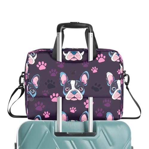 Bolso para laptop con diseño de bulldog francés y huellas miniatura 6