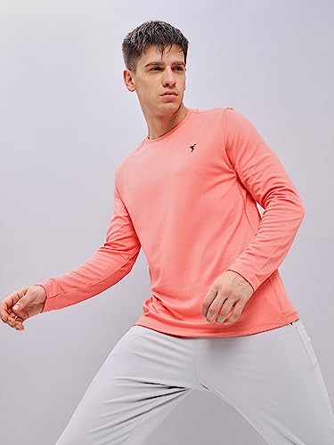 Image of TECHNOSPORT Men's Slim Fit Full Sleeve Round Neck T-Shirt, Double Cool Quick Dry Moisture Wicking Stretchable Sports Gym and Casual Wear