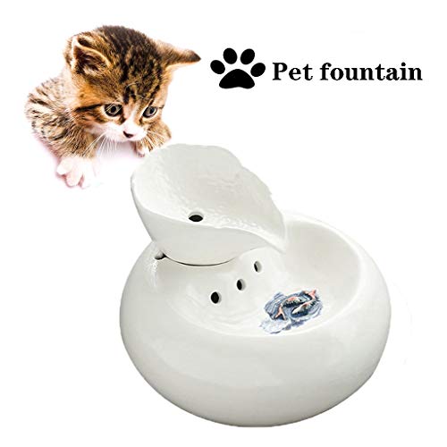 Water Fountain for Cats and Dogs， Pet Ceramic Portable Water Dispenser， Smart Drinking Water Bottle， Ultra Quiet Design (Color : White)