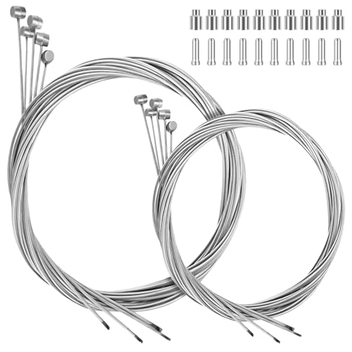 10PCS Bike Brake Cable Kit with Caps (110cm*5 + 150cm*5) - Universal Brake Line Set for Mountain/Road/BMX Bikes | Bicycle Brake Cable & Housing Accessories