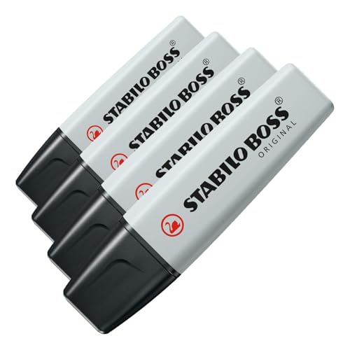 Image of STABILO BOSS Original Pastel Highlighter, Dusty Grey (Pack of 4)