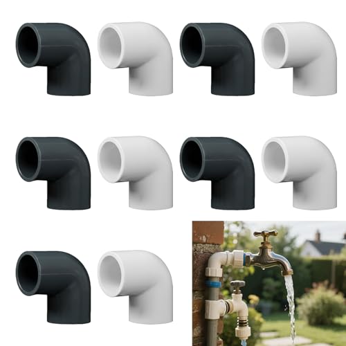 10 Pièces 20mm 90 degrés Raccords de Tuyauterie 2 Voies Coude Slip PVC, D'alimentation Coulissant Raccords à Angle Droit Plastique Résistant, Changer de Direction, Connexion de Tuyau d'eau de Jardin