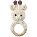 RUBY Sonaglio Neonato Intrecciata Con Corda Di Cotone,Baby Rattle Neonato Sonagli,Sonagli Legno Bambini,Giochini Dentizione Neonati,Knit Baby Rattle Con Massaggiagengive In Legno(Beige giraffa)