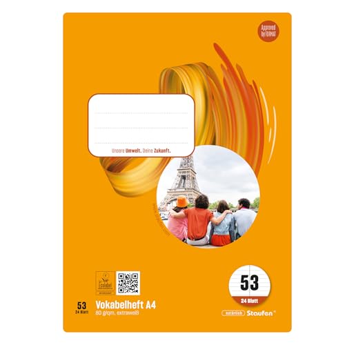 Staufen Style Vokabelheft - 5 Hefte je 24 Blatt DIN A4 Lineatur 53 (Vokabel mit Mittellinie) 80 g/m Papier