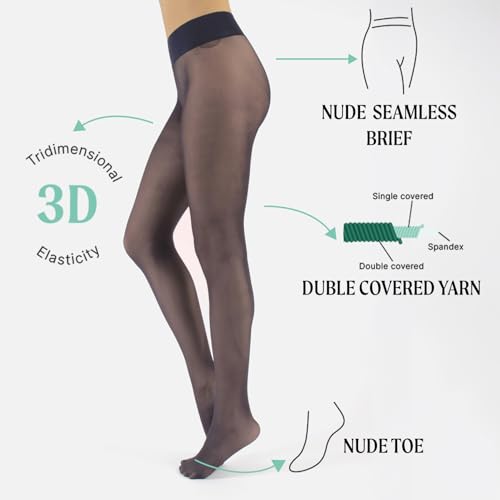 Image of CALZITALY Seamless Sheer Tights, Comfortable Waistband, 15 Denier Pantyhose Multi Colors Made in Italy