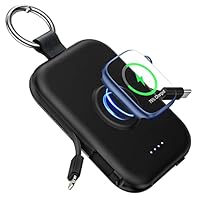 RORRY Power Bank, batteria esterna da 5000 mAh con cavo integrato, per iPhone 17/16/15/14/13/12, Apple Watch Ultra/11/10/9/8/7/6/SE, nero