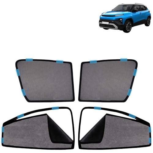 Image of KINGSWAY Car Sun Shade Curtains Only Compatible with Tata Punch (2026 Onwards) | Front Window in Half Cut and Rear in Zipper (Magnetic) | UV & Heat Protection | Pack of 4 Pcs