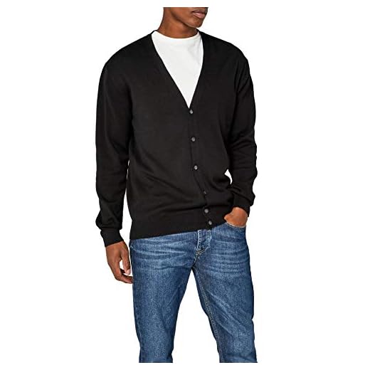 Henbury Mens Lightweight V Cardigan, Gilet Homme, Noir (Black), X-Large