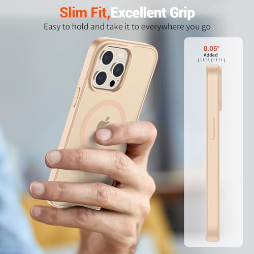 Image of SUPFINE Magnetic for iPhone 14 Pro Max Case (Compatible with MagSafe) (Military Grade Drop Protection) Slim Translucent Matte Shockproof with Anti-Fingerprint Phone Case,Sand Pink