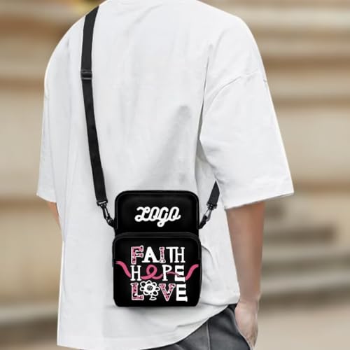 Image of Crossbody Bag for Women Sling Purse Pink Ribbon Cell Phone Holder with Straps