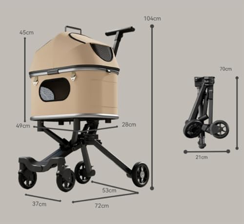 Cochecito para mascotas para perros y gatos pequeños, plegable con un clic, con toldo ajustable, ruedas de goma, cesta de almacenamiento y portavasos miniatura 5
