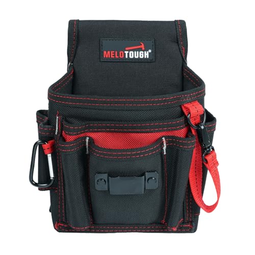 MELOTOUGH Electrician Tool Pouch Lightweight Belt Organizer with Tape Holder & Speed Square Slot for Wiring Construction & DIY​ Tool Holster with 13 Pockets,Utility Pouch for HVAC Technicians(Red)
