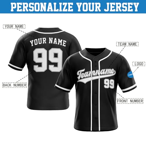 Custom Baseball Jersey Personalized Name & Number Stitched or Printed Team Uniform for Men Women Youth, XS–7XL miniatura 3