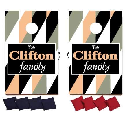 VictoryStore Cornhole Games - Custom Family Cornhole Bag Toss Game - Custom Photo Cornhole - Geometric Bag Toss Corn Hole Game