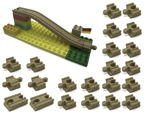 22 Stück Adapter-Steine KUMETIC Starter-Set in Holzoptik passend für Brio Schienen & Duplo sowie alle übrigen Holzeisenbahnen + Klemmbausteine - Made in Germany