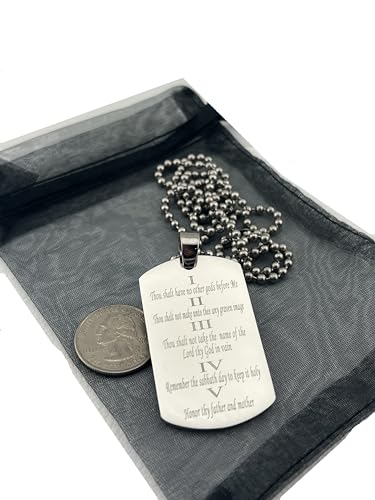 10 TEN COMMANDMENTS SOLID THICK STAINLESS STEEL BALL CHAIN SHINE PRAYER NECKLACE DOG TAG PENDANT4
