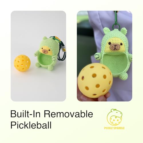 RORLAND Pickle Sparkle | Pickleball Funny Gift for Women or Men | Hand-Crochet PickleDoll Capybara Keychain | Pickleball Plush Tote Bag Charm | Ideal Gift for Pickleball Players or Teammates - image 9
