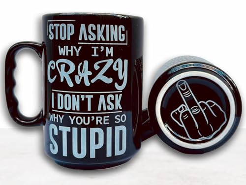 Taza grande negra de cerámica 17 oz con texto grabado miniatura 1