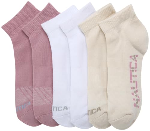 Image of Nautica Womens Quarter Socks Athletic Cushion Moisture Wicking Socks 6 Pack | Stretch Performance Dri-Motion Fabric, Cushioned with Arch Support, Breathable Mesh Panels, Quarter Cut, Shoe Size 4-10